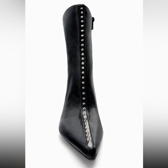 Zara Studded Heeled Ankle Boots studs Spiked Size 36 NEW - Picture 5 of 16